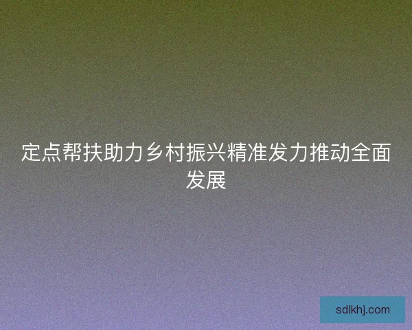 定点帮扶助力乡村振兴精准发力推动全面发展